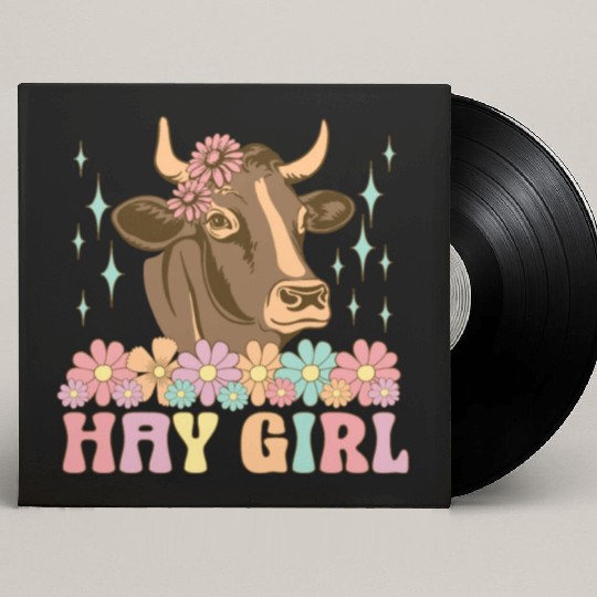 Hay Girl Groovy Cow Cattle Heifer Cowgirl Custom Vinyl Record Sleeves