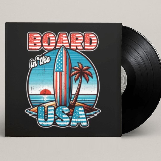 Board in the USA Patriotic Summer Surfboard Custom Vinyl Record Sleeves