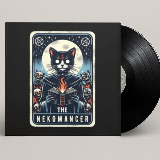 The Nekomancer Funny Tarot Necromancer Cat Pun Custom Vinyl Record Sleeves