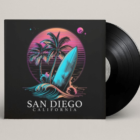 San Diego California Surf Surfer Gift Custom Vinyl Record Sleeves