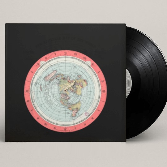 Flat Earth Theory World Map - Funny Conspiracy The Custom Vinyl Record Sleeves