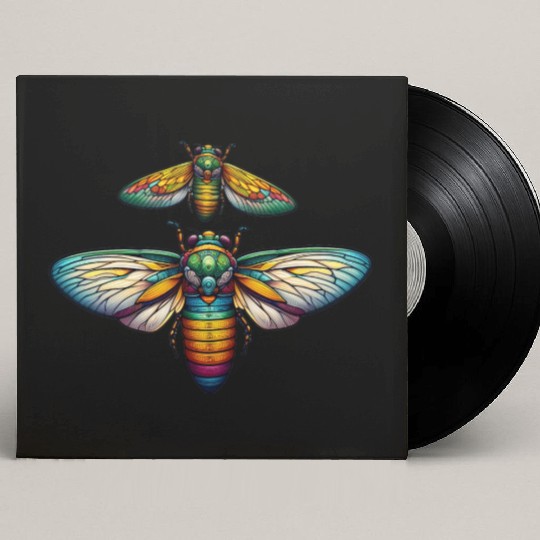 Colorful Cicada Insect Great Eastern Brood Cicada Custom Vinyl Record Sleeves