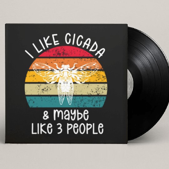 I Like Cicada & Maybe Like 3 People, Retro Sunset Custom Vinyl Record Sleeves