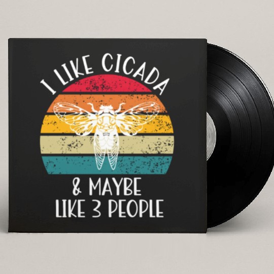 I Like Cicada & Maybe Like 3 People, Retro Sunset Custom Vinyl Record Sleeves