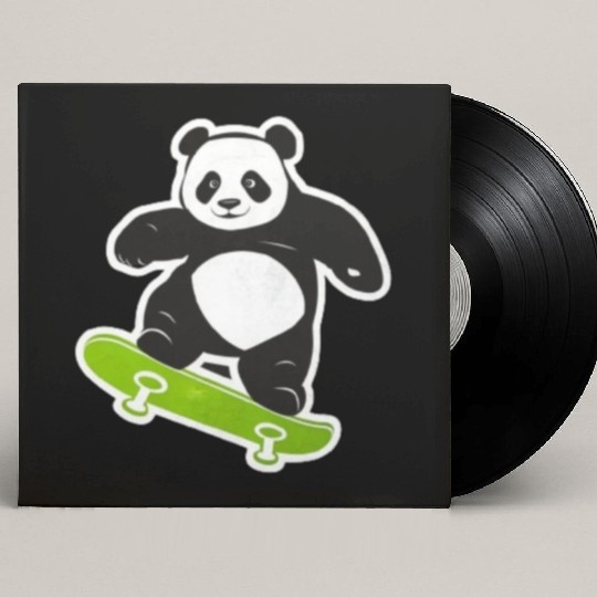 Cute Panda Skater Green Custom Vinyl Record Sleeves
