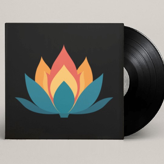 Lotus With Orange Blue Petals Custom Vinyl Record Sleeves