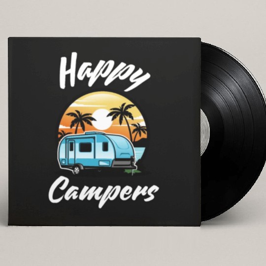 Funny Camping Hiking Lover Present Happy Camper Custom Vinyl Record Sleeves