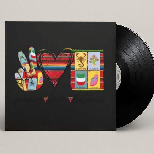 Peace Love Loteria Serape Mexican Bingo Card Custom Vinyl Record Sleeves