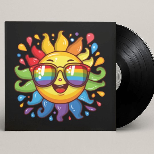 Rainbow Sun Queer LGBTQ Pride Month Fun Summer Custom Vinyl Record Sleeves