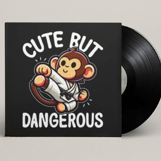 Cute but Dangerous Karate Taekwondo Monkey Karate Custom Vinyl Record Sleeves