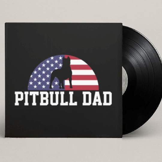 Pitbull Dad Embracing USA Flag Merica Pride Art Custom Vinyl Record Sleeves