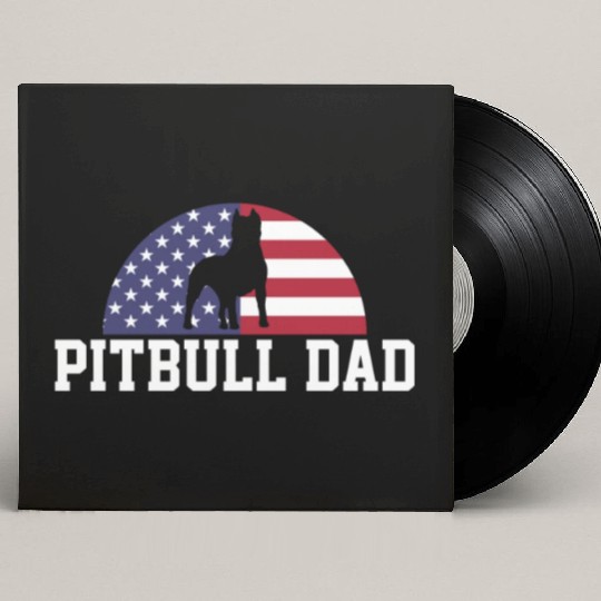 Pitbull Dad Embracing USA Flag Merica Pride Art Custom Vinyl Record Sleeves