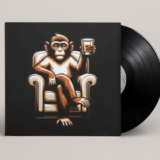 Monkey Ape Drinking Whiskey Beer Animal Lover Custom Vinyl Record Sleeves