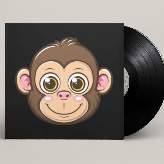 Adorable Monkey Face With Big Eyes Custom Vinyl Record Sleeves