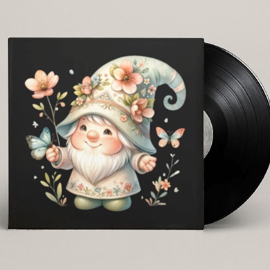 Cute Gnomes Clipart - Adorable Garden Gnome Custom Vinyl Record Sleeves