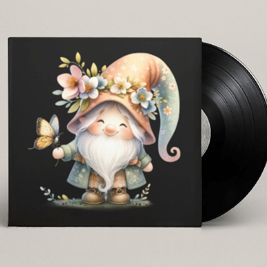 Cute Gnomes Clipart - Adorable Garden Gnome Custom Vinyl Record Sleeves