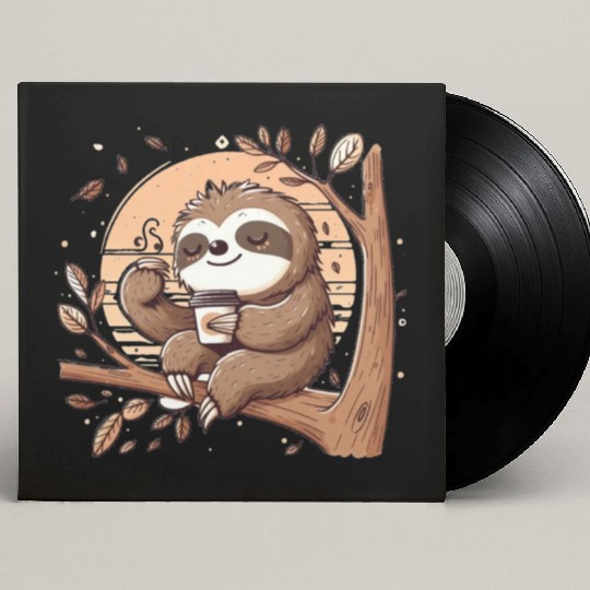 Sloth Drinking Coffee Custom Vinyl Record Sleeves