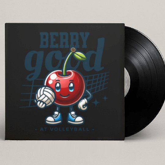 Berry Good at Volleyball - Cherry Character Design Custom Vinyl Record Sleeves