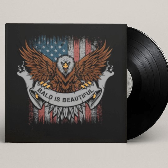 Bald Is Beautiful US Flag 4th Of July Funny Eagle Custom Vinyl Record Sleeves