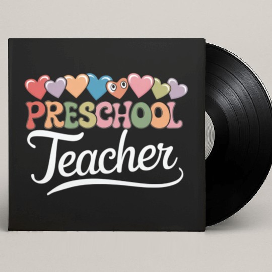 Preschool Teacher First Day Groovy Back To School Custom Vinyl Record Sleeves