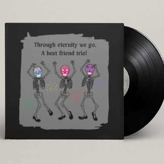 3 Best Friends Sugar Skull Skeleton 3 bff Trio Custom Vinyl Record Sleeves