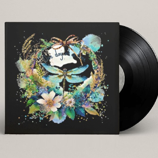 One day at a time dragonfly floral Custom Vinyl Record Sleeves