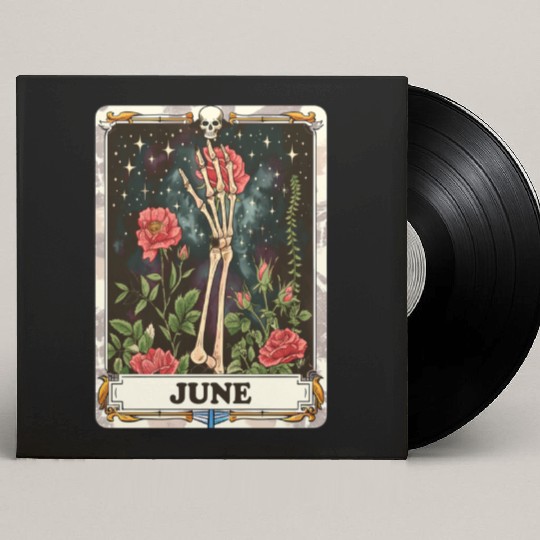 June Gothic Tarot Card - Rose Flower & Skeleton's Custom Vinyl Record Sleeves
