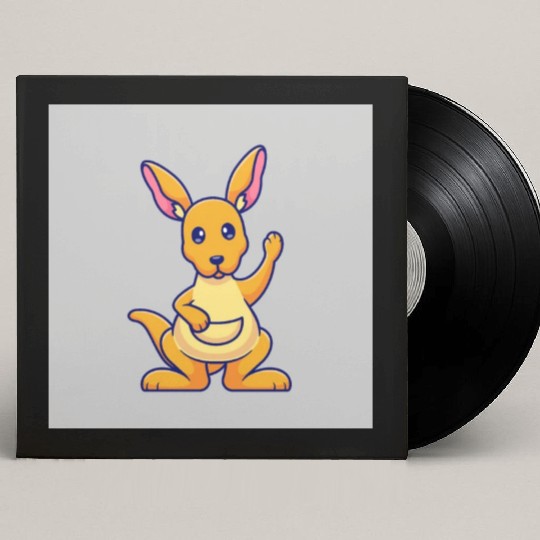 Cute Kangaroo Waving Hand: Cartoon Vector Icon Ill Custom Vinyl Record Sleeves