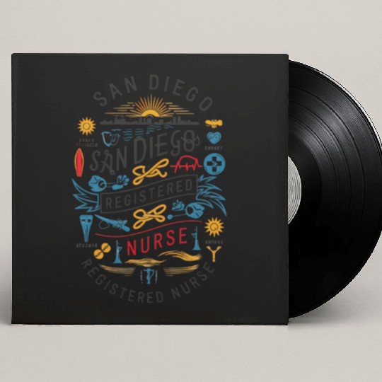 San Diego Registered Nurse Skyline Tribute Graphic Custom Vinyl Record Sleeves