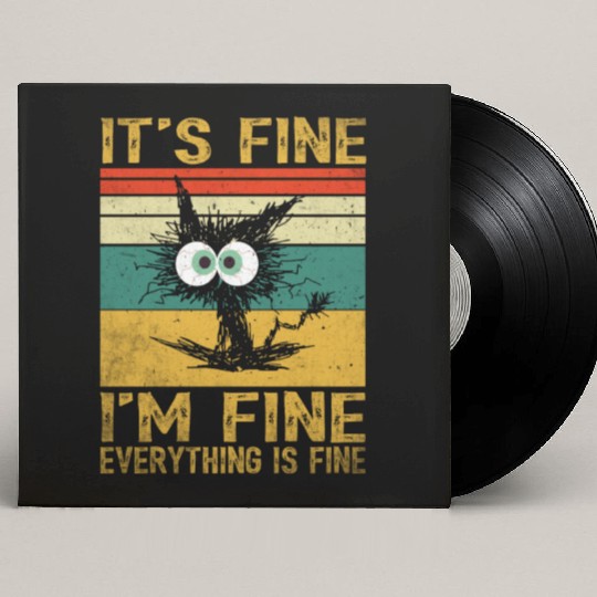 its fine im fine everything is fine | Funny Cat Custom Vinyl Record Sleeves