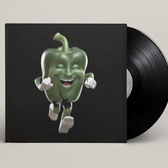 Green Bell Pepper Running Realistic Custom Vinyl Record Sleeves