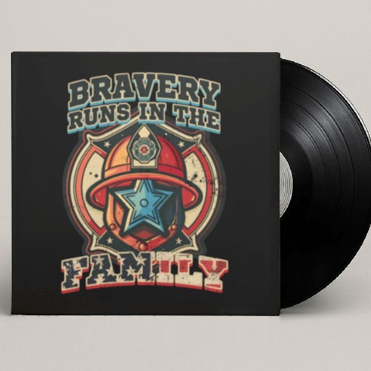 Firefighter Grandpa Bravery Runs In The Family Custom Vinyl Record Sleeves