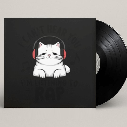 Cute Cat I Can't Hear You I'm Listening To Rap Custom Vinyl Record Sleeves