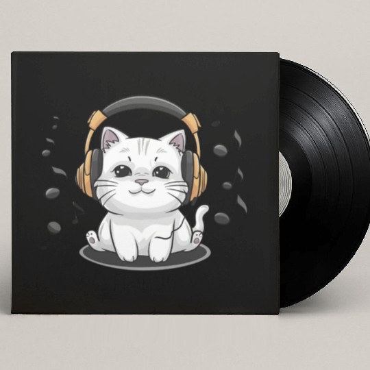 Cute Cat I Can't Hear You I'm Listening To Rap Custom Vinyl Record Sleeves