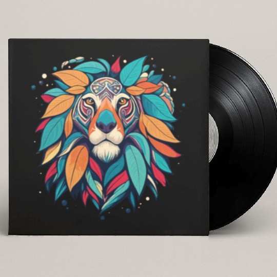 Lion Floral Majesty: A Regal Roar Amidst Blossom Custom Vinyl Record Sleeves