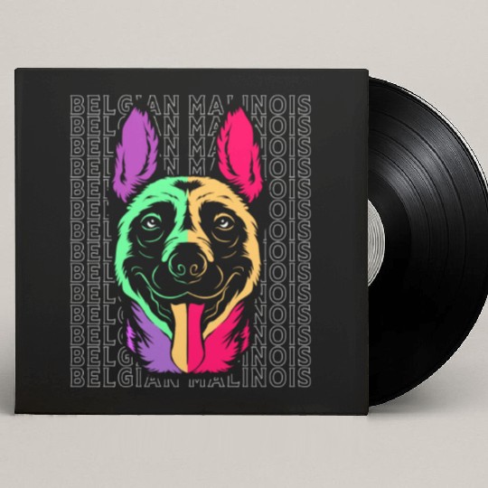 Colorful Dog Face Pet Puppy Belgian Malinois Custom Vinyl Record Sleeves