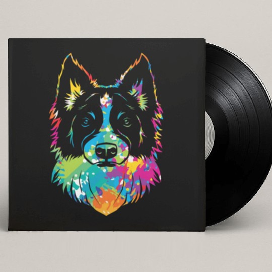 Pop Art Style Dog Face Puppy Border Collie Custom Vinyl Record Sleeves