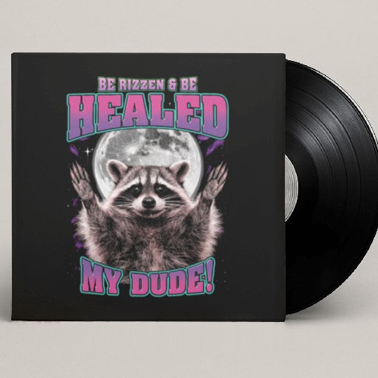 Be Rizzen & Be Healed! Funny Raccoon Bootleg Custom Vinyl Record Sleeves