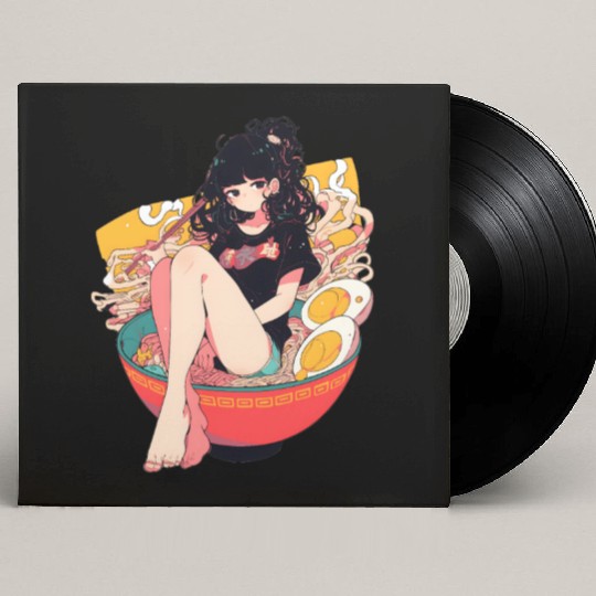 Anime Girl In Ramen Bowl Custom Vinyl Record Sleeves