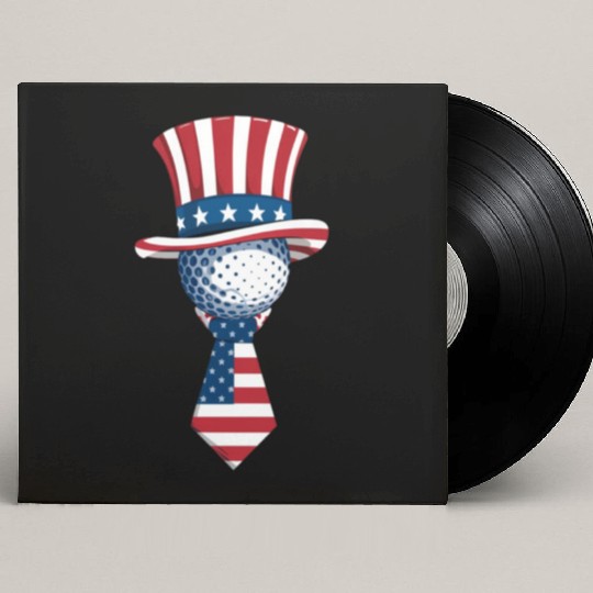 Patriotic Golf Ball with Stars and Stripes Hat Custom Vinyl Record Sleeves
