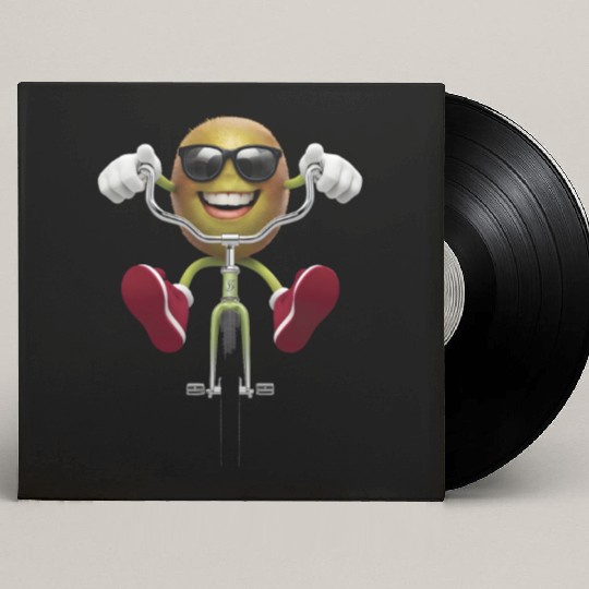Kiwi Cycling On Bike Realistic Custom Vinyl Record Sleeves