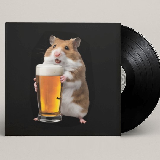 Hamster Drinking Beer Realistic Custom Vinyl Record Sleeves