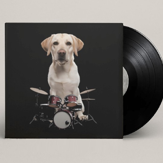 Labrador Playing Drums Realistic Custom Vinyl Record Sleeves