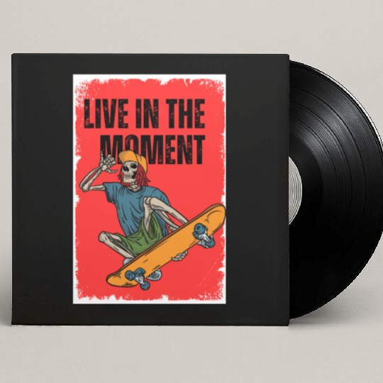 Funny playful Skateboarder: Live in the Moment Custom Vinyl Record Sleeves