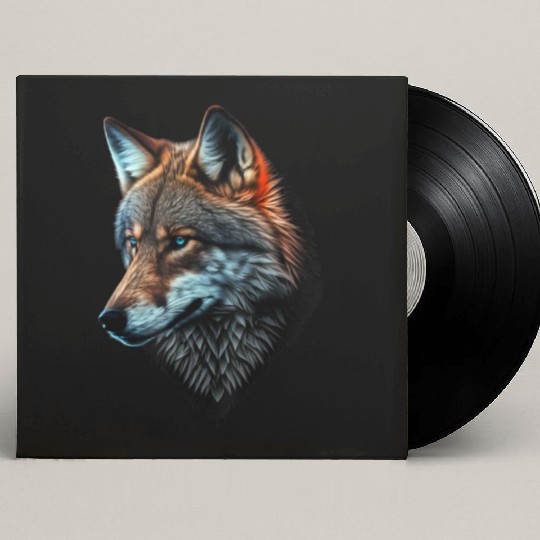 Wolf Portrait Animal Print Custom Vinyl Record Sleeves