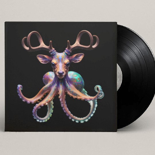 Psychedelic deer octopus with antlers Custom Vinyl Record Sleeves
