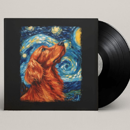Irish Setter Dog Starry Night Painting Custom Vinyl Record Sleeves