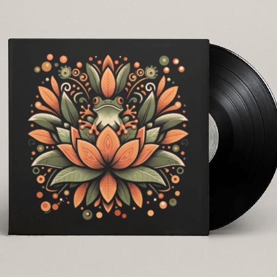Frog on Lotus Custom Vinyl Record Sleeves