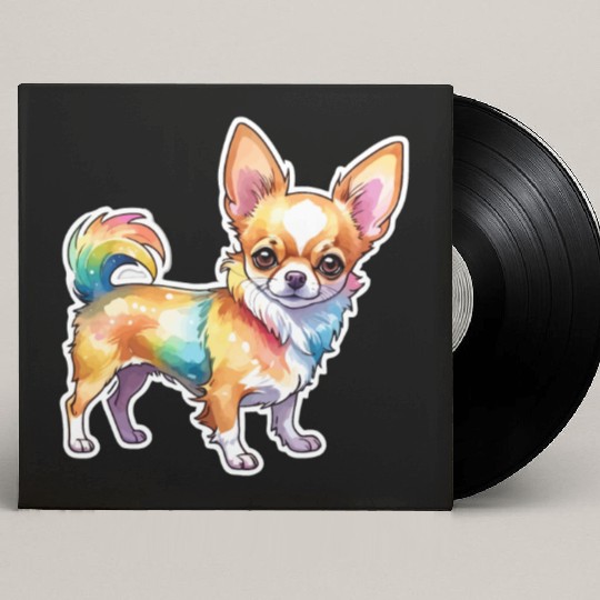 Chihuahua Watercolor Custom Vinyl Record Sleeves