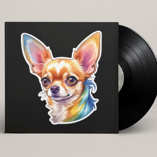 Chihuahua Watercolor Custom Vinyl Record Sleeves